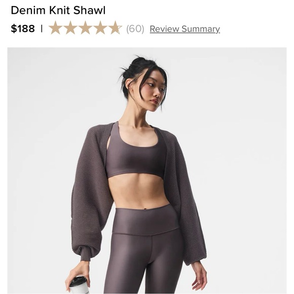 Alo Yoga Denim Knit Shawl in Raisinette/ Black size M/L- NWT - Picture 4 of 8